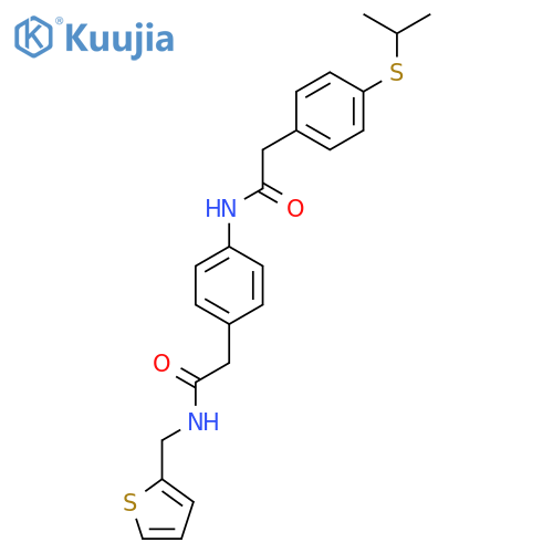 2-(4-{2-4-(propan-2-ylsulfanyl)phenylacetamido}phenyl)-N-(thiophen-2-yl)methylacetamide structure