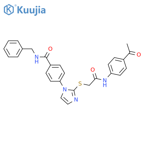 4-[2-({[(4-acetylphenyl)carbamoyl]methyl}sulfanyl)-1H-imidazol-1-yl]-N-benzylbenzamide structure