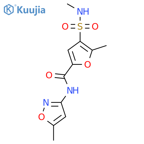 5-methyl-N-(5-methyl-1,2-oxazol-3-yl)-4-(methylsulfamoyl)furan-2-carboxamide structure