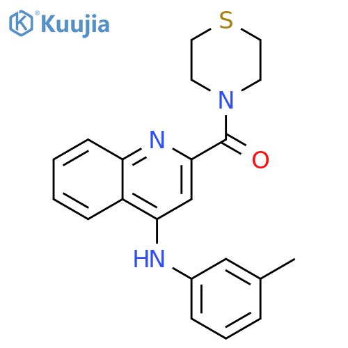 N-(3-methylphenyl)-2-(thiomorpholine-4-carbonyl)quinolin-4-amine structure