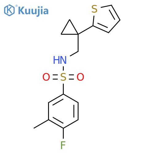 4-fluoro-3-methyl-N-{1-(thiophen-2-yl)cyclopropylmethyl}benzene-1-sulfonamide structure