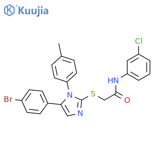 2-{[5-(4-bromophenyl)-1-(4-methylphenyl)-1H-imidazol-2-yl]sulfanyl}-N-(3-chlorophenyl)acetamide structure