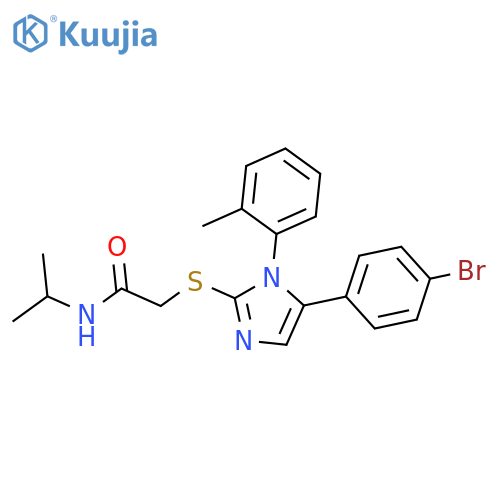 2-{[5-(4-bromophenyl)-1-(2-methylphenyl)-1H-imidazol-2-yl]sulfanyl}-N-(propan-2-yl)acetamide structure