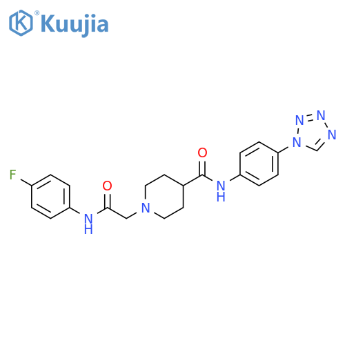1-{[(4-fluorophenyl)carbamoyl]methyl}-N-[4-(1H-1,2,3,4-tetrazol-1-yl)phenyl]piperidine-4-carboxamide structure