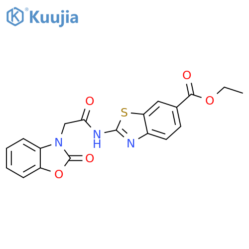 ethyl 2-2-(2-oxo-2,3-dihydro-1,3-benzoxazol-3-yl)acetamido-1,3-benzothiazole-6-carboxylate structure