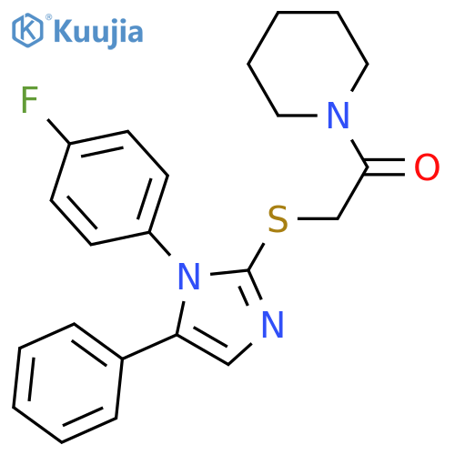 2-{[1-(4-fluorophenyl)-5-phenyl-1H-imidazol-2-yl]sulfanyl}-1-(piperidin-1-yl)ethan-1-one structure