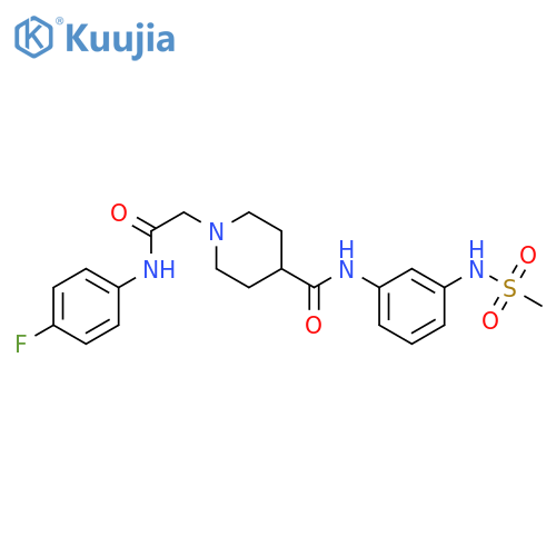 1-{(4-fluorophenyl)carbamoylmethyl}-N-(3-methanesulfonamidophenyl)piperidine-4-carboxamide structure