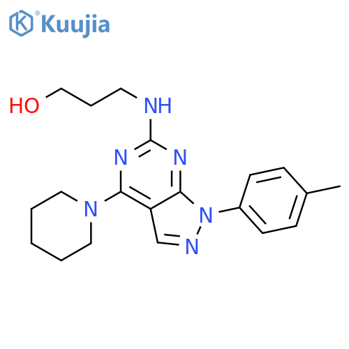 3-{1-(4-methylphenyl)-4-(piperidin-1-yl)-1H-pyrazolo3,4-dpyrimidin-6-ylamino}propan-1-ol structure