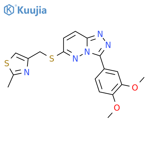 4-({3-(3,4-dimethoxyphenyl)-1,2,4triazolo4,3-bpyridazin-6-ylsulfanyl}methyl)-2-methyl-1,3-thiazole structure