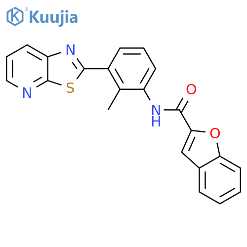 N-(2-methyl-3-{1,3thiazolo5,4-bpyridin-2-yl}phenyl)-1-benzofuran-2-carboxamide structure