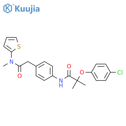 2-(4-chlorophenoxy)-2-methyl-N-4-({(thiophen-2-yl)methylcarbamoyl}methyl)phenylpropanamide structure