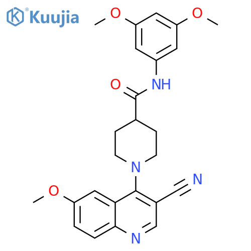 1-(3-cyano-6-methoxyquinolin-4-yl)-N-(3,5-dimethoxyphenyl)piperidine-4-carboxamide structure