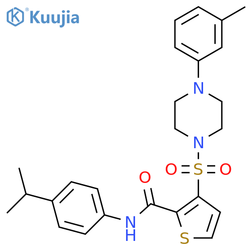 3-{[4-(3-methylphenyl)piperazin-1-yl]sulfonyl}-N-[4-(propan-2-yl)phenyl]thiophene-2-carboxamide structure