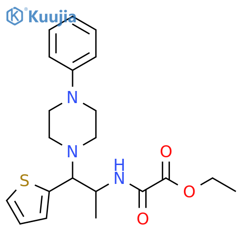 ethyl {1-(4-phenylpiperazin-1-yl)-1-(thiophen-2-yl)propan-2-ylcarbamoyl}formate structure