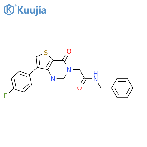 2-[7-(4-fluorophenyl)-4-oxo-3H,4H-thieno[3,2-d]pyrimidin-3-yl]-N-[(4-methylphenyl)methyl]acetamide structure