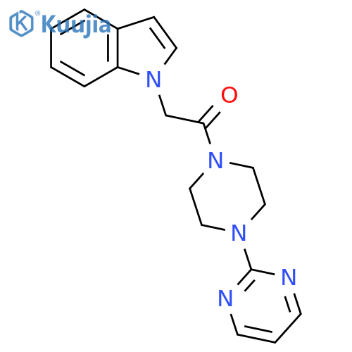 2-(1H-indol-1-yl)-1-4-(pyrimidin-2-yl)piperazin-1-ylethan-1-one structure