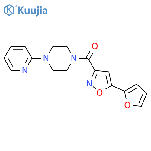 1-[5-(furan-2-yl)-1,2-oxazole-3-carbonyl]-4-(pyridin-2-yl)piperazine structure