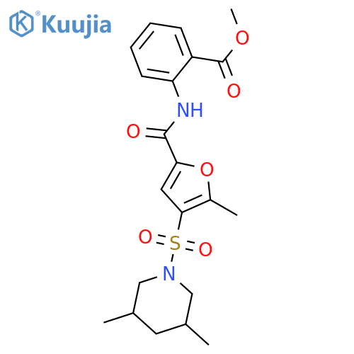 methyl 2-{4-(3,5-dimethylpiperidin-1-yl)sulfonyl-5-methylfuran-2-amido}benzoate structure