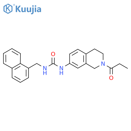 1-(naphthalen-1-yl)methyl-3-(2-propanoyl-1,2,3,4-tetrahydroisoquinolin-7-yl)urea structure