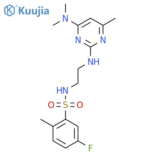 N-(2-{4-(dimethylamino)-6-methylpyrimidin-2-ylamino}ethyl)-5-fluoro-2-methylbenzene-1-sulfonamide structure
