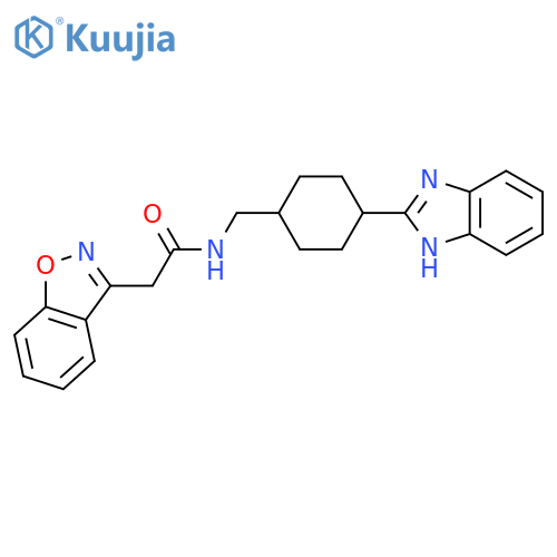 N-{4-(1H-1,3-benzodiazol-2-yl)cyclohexylmethyl}-2-(1,2-benzoxazol-3-yl)acetamide structure