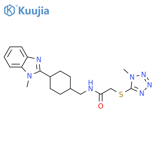 2-(1-methyl-1H-1,2,3,4-tetrazol-5-yl)sulfanyl-N-{4-(1-methyl-1H-1,3-benzodiazol-2-yl)cyclohexylmethyl}acetamide structure