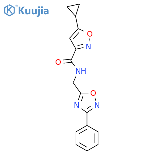 5-cyclopropyl-N-(3-phenyl-1,2,4-oxadiazol-5-yl)methyl-1,2-oxazole-3-carboxamide structure