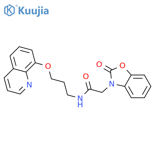 2-(2-oxo-2,3-dihydro-1,3-benzoxazol-3-yl)-N-3-(quinolin-8-yloxy)propylacetamide structure