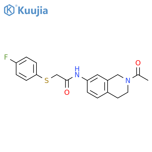 N-(2-acetyl-1,2,3,4-tetrahydroisoquinolin-7-yl)-2-[(4-fluorophenyl)sulfanyl]acetamide structure