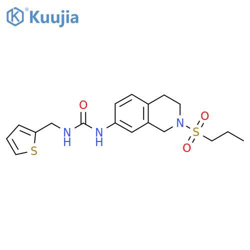 1-2-(propane-1-sulfonyl)-1,2,3,4-tetrahydroisoquinolin-7-yl-3-(thiophen-2-yl)methylurea structure