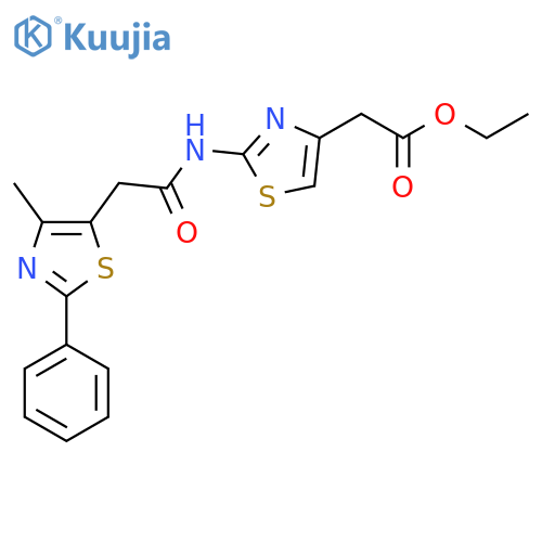 ethyl 2-{2-2-(4-methyl-2-phenyl-1,3-thiazol-5-yl)acetamido-1,3-thiazol-4-yl}acetate structure
