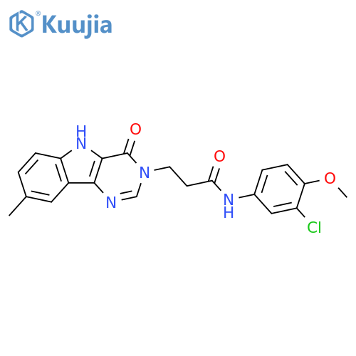 N-(3-chloro-4-methoxyphenyl)-3-{8-methyl-4-oxo-3H,4H,5H-pyrimido[5,4-b]indol-3-yl}propanamide structure