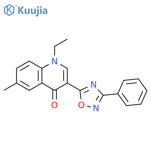 1-ethyl-6-methyl-3-(3-phenyl-1,2,4-oxadiazol-5-yl)-1,4-dihydroquinolin-4-one structure