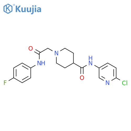 N-(6-chloropyridin-3-yl)-1-{[(4-fluorophenyl)carbamoyl]methyl}piperidine-4-carboxamide structure
