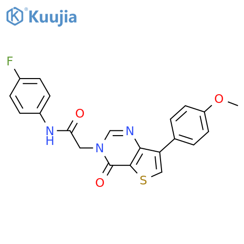 N-(4-fluorophenyl)-2-[7-(4-methoxyphenyl)-4-oxo-3H,4H-thieno[3,2-d]pyrimidin-3-yl]acetamide structure