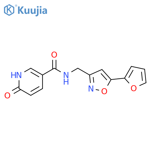 N-{5-(furan-2-yl)-1,2-oxazol-3-ylmethyl}-6-oxo-1,6-dihydropyridine-3-carboxamide structure