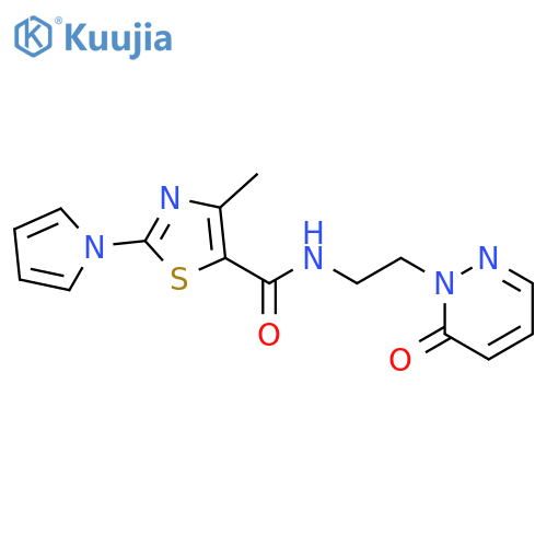 4-methyl-N-2-(6-oxo-1,6-dihydropyridazin-1-yl)ethyl-2-(1H-pyrrol-1-yl)-1,3-thiazole-5-carboxamide structure