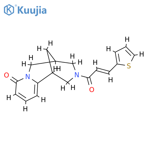 11-(2E)-3-(thiophen-2-yl)prop-2-enoyl-7,11-diazatricyclo7.3.1.0^{2,7}trideca-2,4-dien-6-one structure