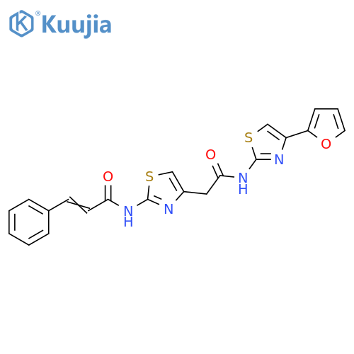 (2E)-N-4-({4-(furan-2-yl)-1,3-thiazol-2-ylcarbamoyl}methyl)-1,3-thiazol-2-yl-3-phenylprop-2-enamide structure
