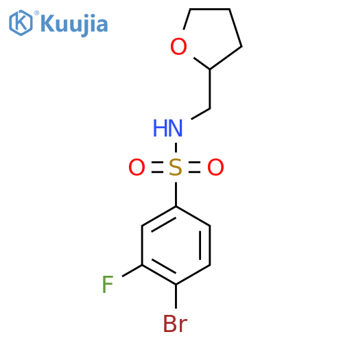 4-Bromo-3-fluoro-N-(oxolan-2-ylmethyl)benzenesulfonamide structure