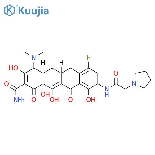 (4S,4Ar,5aS,12aR)-4-(dimethylamino)-7-fluoro-1,10,11,12a-tetrahydroxy-3,12-dioxo-9-[(2-pyrrolidin-1-ylacetyl)amino]-4a,5,5a,6-tetrahydro-4H-tetracene-2-carboxamide structure