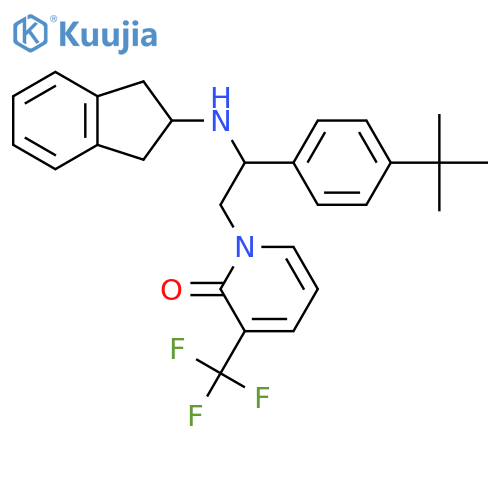 1-[2-(4-Tert-butylphenyl)-2-(2,3-dihydro-1H-inden-2-ylamino)ethyl]-3-(trifluoromethyl)pyridin-2-one structure