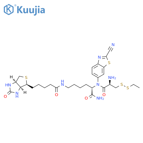 L-Lysinamide, 3-(ethyldithio)-L-alanyl-N-(2-cyano-6-benzothiazolyl)-N6-[5-[(3aS,4S,6aR)-hexahydro-2-oxo-1H-thieno[3,4-d]imidazol-4-yl]-1-oxopentyl]- structure