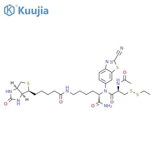 L-Lysinamide, N-acetyl-3-(ethyldithio)-L-alanyl-N-(2-cyano-6-benzothiazolyl)-N6-[5-[(3aS,4S,6aR)-hexahydro-2-oxo-1H-thieno[3,4-d]imidazol-4-yl]-1-oxopentyl]- structure