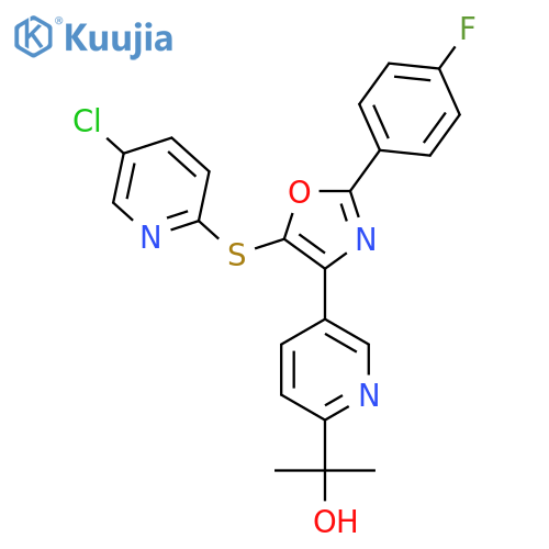 2-[5-[5-(5-Chloropyridin-2-yl)sulfanyl-2-(4-fluorophenyl)-1,3-oxazol-4-yl]pyridin-2-yl]propan-2-ol structure