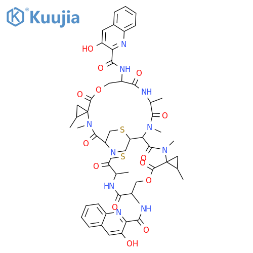 Cyclopropanecarboxylicacid,N-[(3-hydroxy-2-quinolinyl)carbonyl]-D-seryl-L-alanyl-(3R)-3-mercapto-N,S-dimethyl-L-cysteinyl-2-methyl-1-(methylamino)-,(4&reg;1'),(4'&reg;1)-dilactone withN-[(3-hydroxy-2-quinolinyl)carbonyl]-D-seryl-L-alanyl-N-methyl-L-cysteinyl-(1S,2S)-2-methyl-1-(methylamino)cyclopropanecarboxylicacid, cyclic (3&reg;3')-thioether,(1S,2S)- structure