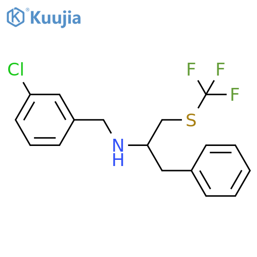 (1-Benzyl-2-trifluoromethylsulfanyl-ethyl)-(3-chloro-benzyl)-amine structure