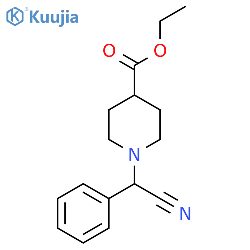 Ethyl 1-cyano(phenyl)methyl-piperidine-4-carboxylate structure