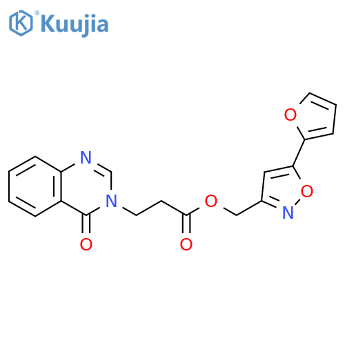 5-(furan-2-yl)-1,2-oxazol-3-ylmethyl 3-(4-oxo-3,4-dihydroquinazolin-3-yl)propanoate structure