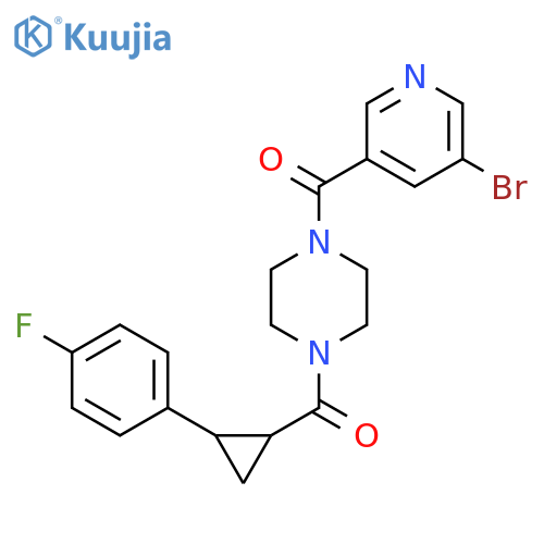 1-(5-bromopyridine-3-carbonyl)-4-2-(4-fluorophenyl)cyclopropanecarbonylpiperazine structure